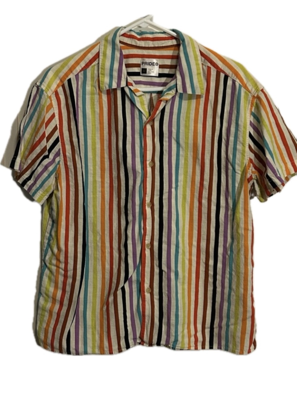 Target Pride LBGTQ Rainbow Striped Button Down Shirt Men’s Large